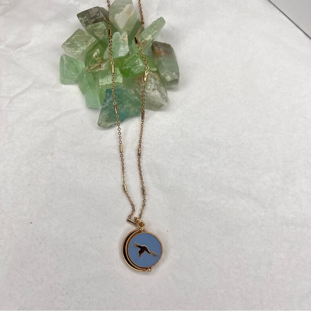 Enamel Blue Dove Pendant Necklace